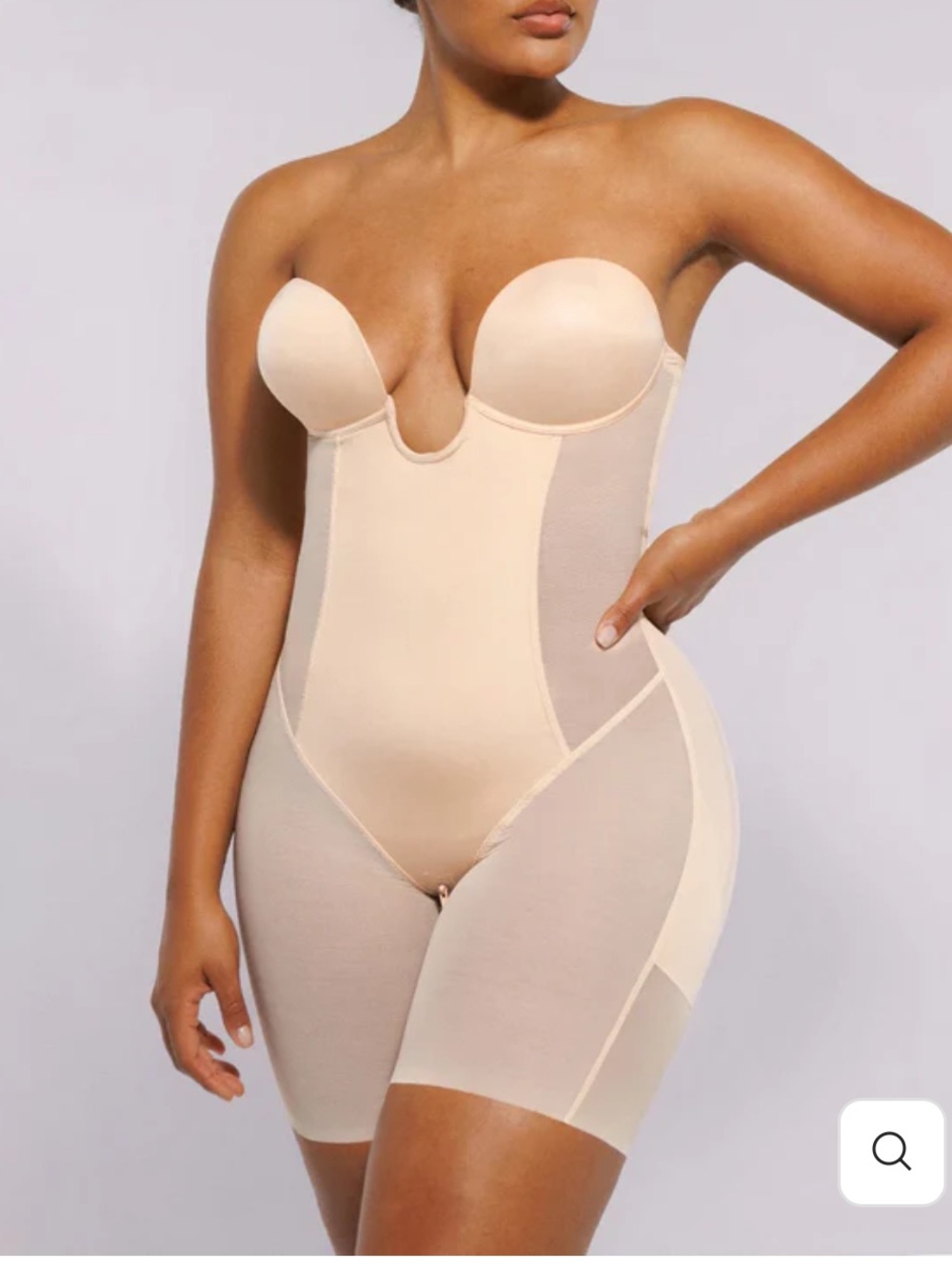 BOOT-YEAH MeshSmooth Deep Plunge Shaping Bodysuit
Ample Cup (D+) / Beige / M+